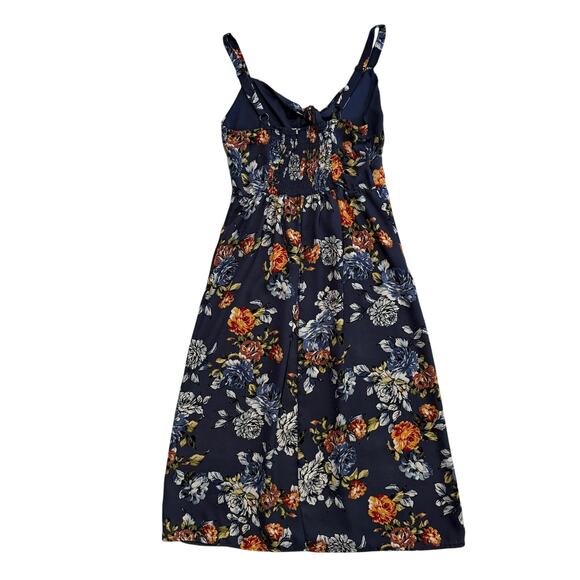 Floral Smocked Waist Maxi Dress Blue V-Neck Adjustable Straps Women’s Small - Picture 3 of 8